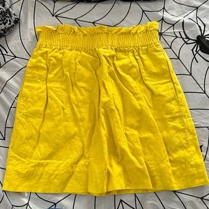 Yellow j crew paper bag waist skirt